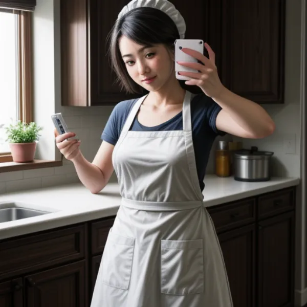 Chụp ảnh selfie nhà bếp