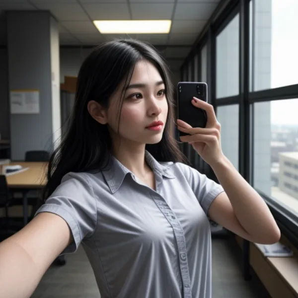 Chụp ảnh selfie tại nơi làm việc