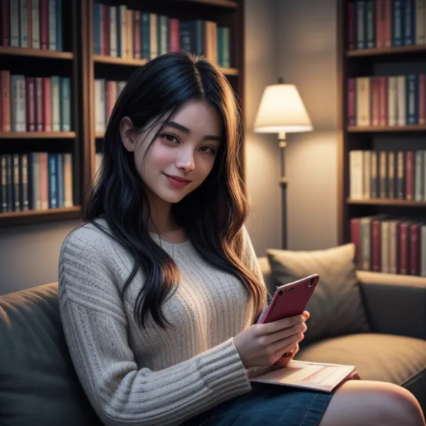 Chụp ảnh selfie với sách