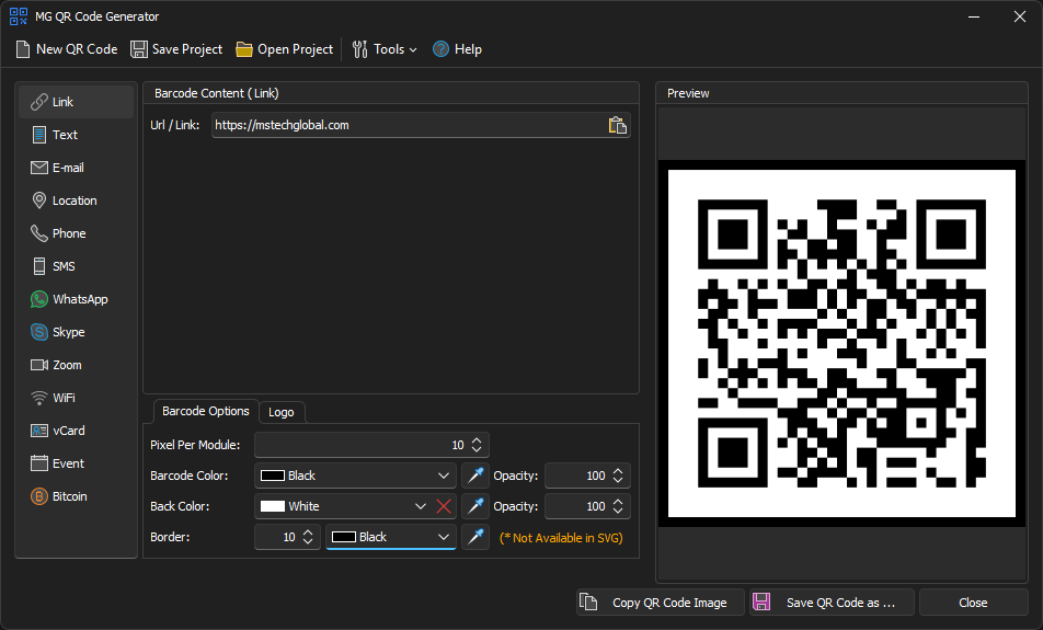 MG QR Code Generator