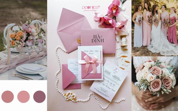 Thiệp cưới hoa hồng lãng mạn với nền màu pastel
