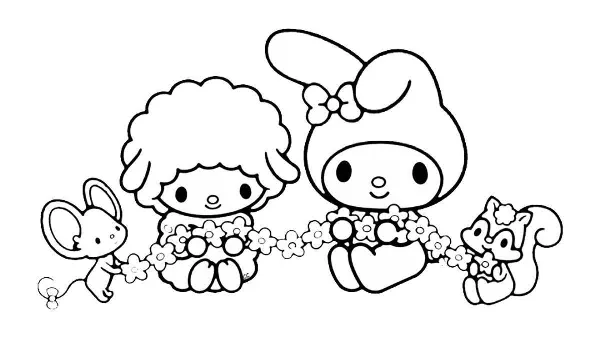   Bé gái đang tô màu tranh My Melody
