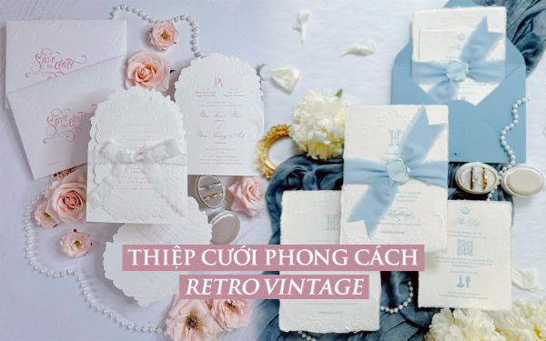 Thiệp cưới vintage cổ điển với gam màu trầm ấm, họa tiết hoa lá khô, mang vẻ đẹp lãng mạn.