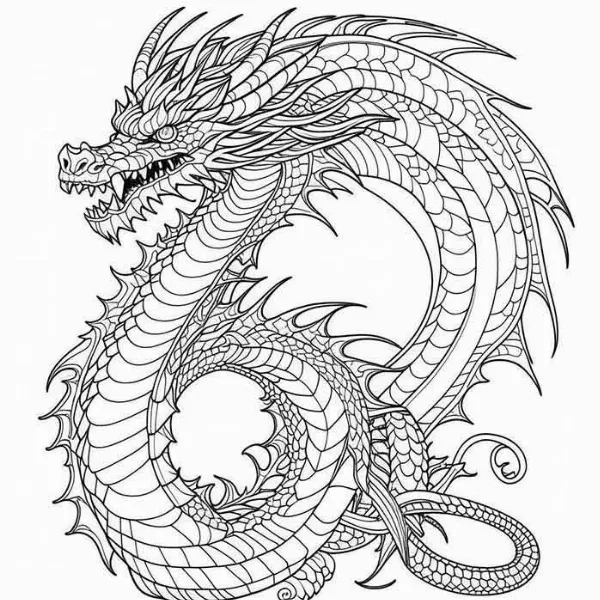 Tranh tô màu con rồng đẹp mắt cho bé tập tô, phát triển trí tưởng tượng.
