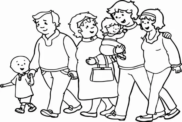 Tranh tô màu gia đình hạnh phúc với đầy đủ thành viên