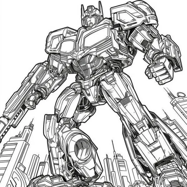 Tranh tô màu Optimus Prime cực ngầu, giúp bé khám phá thế giới robot.