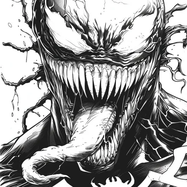 Tranh tô màu Venom cho bé tập trung
