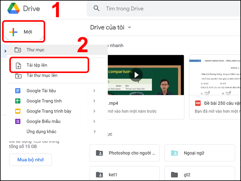 Vào Google Drive để Tải tệp lên Vào Google Drive để Tải tệp lên