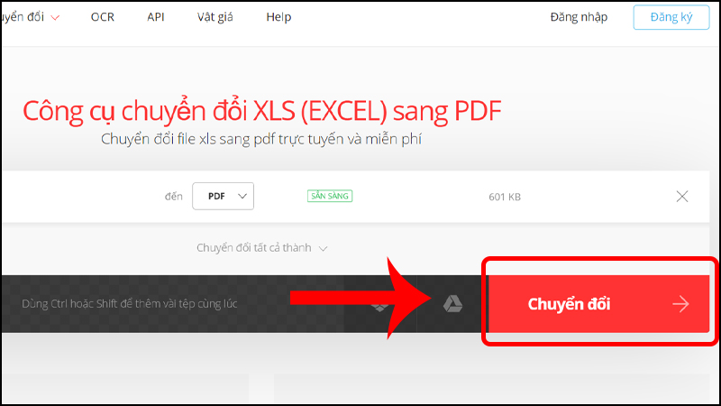 Nhấn Chuyển đổi để chuyển đổi tập tin Nhấn Chuyển đổi để chuyển đổi tập tin