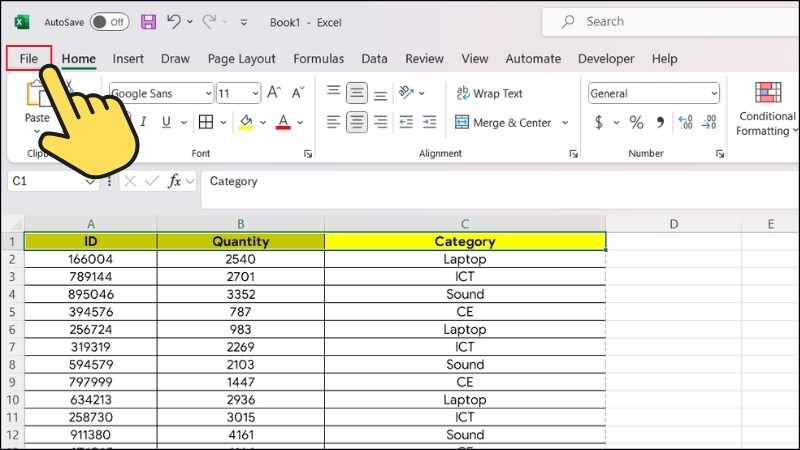 Mở file Excel, tại sheet mà bạn cần chuyển sang PDF > Chọn File. Mở file Excel, tại sheet mà bạn cần chuyển sang PDF > Chọn File.