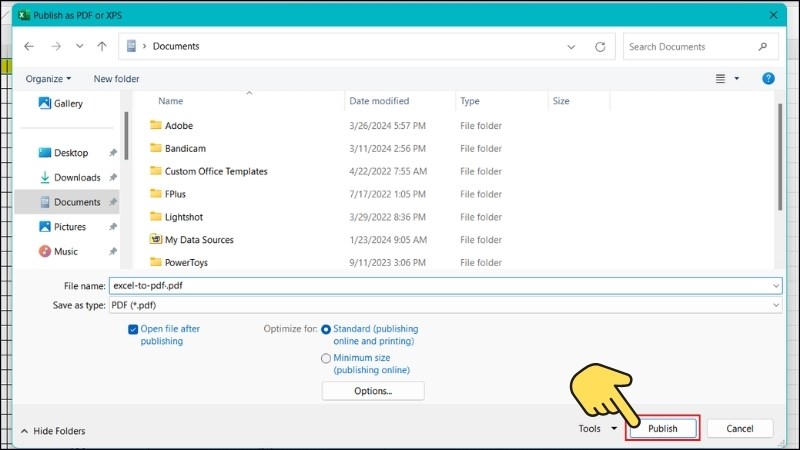 Bấm Publish để xuất PDF Bấm Publish để xuất PDF