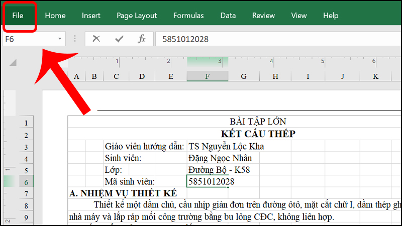 Mở file Excel muốn chuyển đổi Mở file Excel muốn chuyển đổi