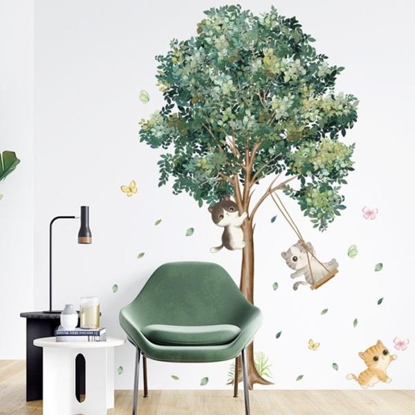 Decal dán tường trang trí phòng khách hiện đại với họa tiết hình học tinh tế