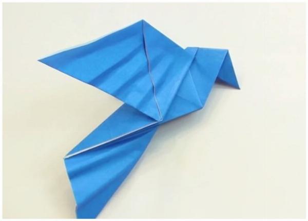 Gấp cánh chim bồ câu origami, bước 3 và 4