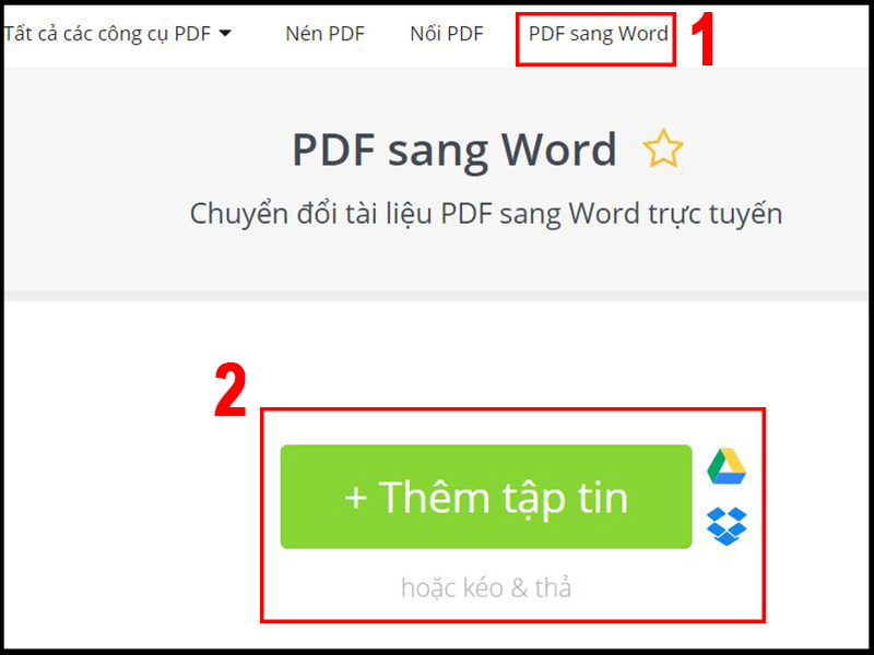 Tải lên tập tin PDF cần chuyển đổi Tải lên tập tin PDF cần chuyển đổi