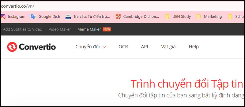 Truy cập vào trang web của Convertio.co Truy cập vào trang web của Convertio.co