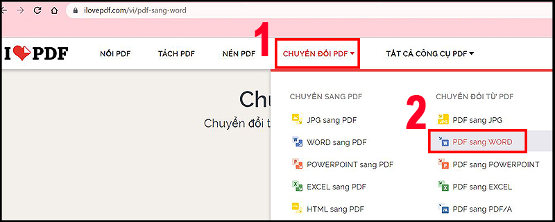 Chọn định dạng chuyển đổi từ PDF sang WORD Chọn định dạng chuyển đổi từ PDF sang WORD