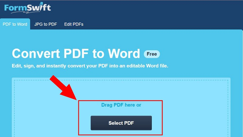 Vào trang web của FormSwift và tải tệp lên Vào trang web của FormSwift và tải tệp lên
