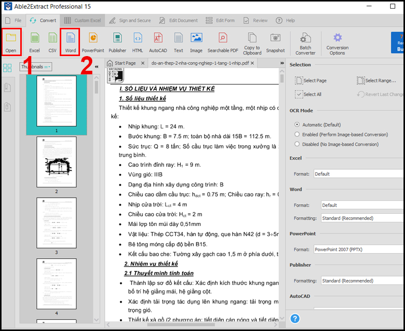Mở file trong Able2Extract Professional 15 Mở file trong Able2Extract Professional 15