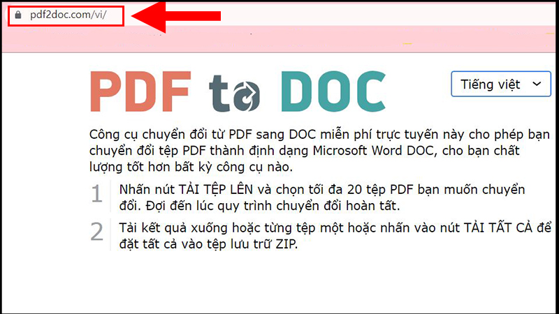 Vào trang web của PDF to DOC Vào trang web của PDF to DOC