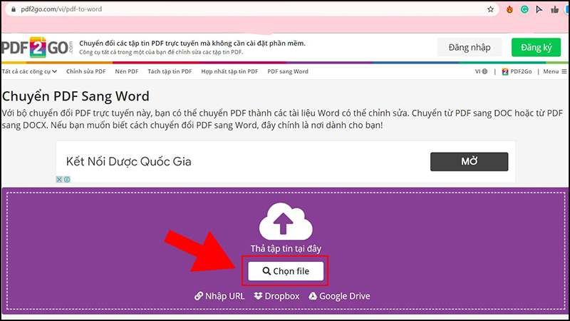 Truy cập vào trang web PDF2GO và tải file PDF lên Truy cập vào trang web PDF2GO và tải file PDF lên
