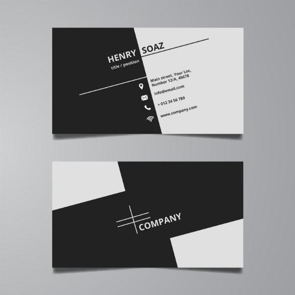 Mẫu card visit với họa tiết hình học hiện đại, sử dụng các hình khối và màu sắc tương phản.