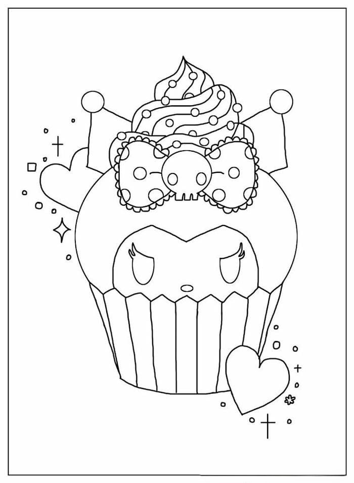 Mê Mẩn Với 99+ Tranh Tô Màu Kuromi và Melody Cho Bé - Tải Về Ngay! Tranh tô màu bánh cupcake Kuromi siêu đáng yêu