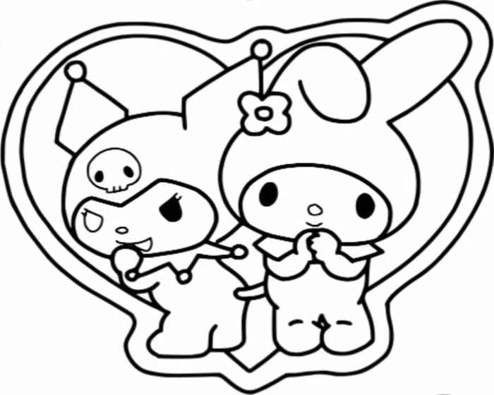 Mê Mẩn Với 99+ Tranh Tô Màu Kuromi và Melody Cho Bé - Tải Về Ngay! Tranh tô màu Kuromi và Melody đơn giản, cute