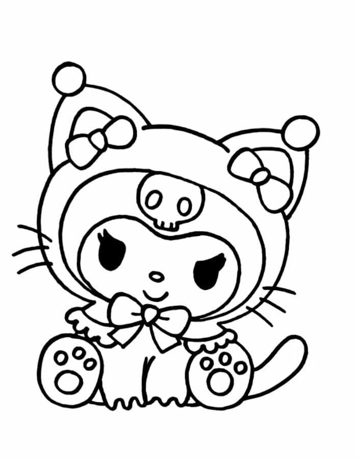 Mê Mẩn Với 99+ Tranh Tô Màu Kuromi và Melody Cho Bé - Tải Về Ngay! Ảnh tranh tô màu Kuromi hóa trang mèo Kitty đáng yêu cho bé