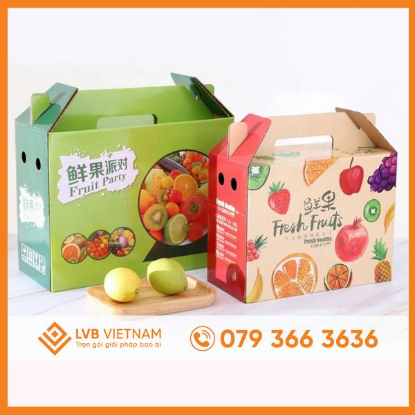 Hộp giấy đựng trái cây dạng ngăn kéo với thiết kế sang trọng, tiện lợi, phù hợp cho các loại trái cây nhỏ như dâu tây, cherry.