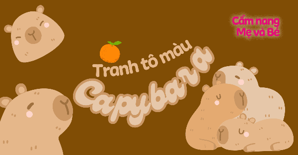 Tranh tô màu Capybara đáng yêu, ngộ nghĩnh cho bé