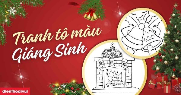 Tranh tô màu cây thông Noel cho bé với hình ảnh ông già Noel, tuần lộc, quà tặng, giúp bé phát triển trí tưởng tượng và sáng tạo.