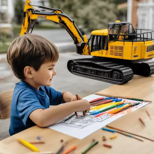 Tranh tô màu máy xúc cho bé phát triển kỹ năng vận động tinh, khả năng sáng tạo và tập trung