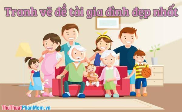 Tranh tô màu ông bà và bé yêu thương thể hiện tình cảm gia đình ấm áp