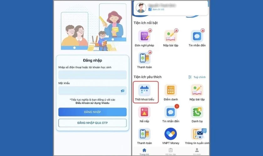 Cách xem thời khóa biểu