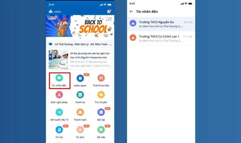 Cách cập nhật thông báo từ nhà trường