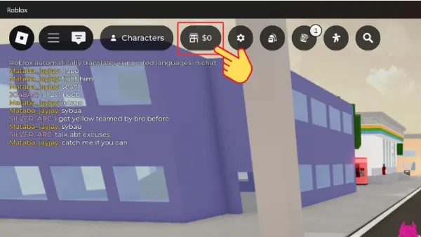 Bước 1 hướng dẫn nhập code Jujutsu Shenanigans: Chọn biểu tượng cửa hàng (Shop) trong game