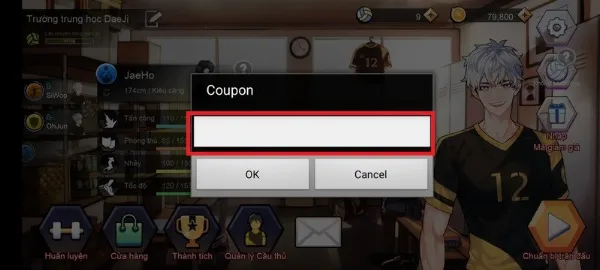 Bước 2: Nhập mã code The Spike Volleyball Story vào ô trống