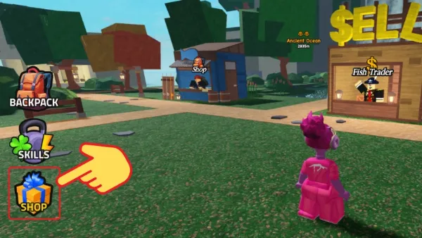 Code Go Fishing mới nhất tháng 06/2025 cập nhật liên tục Cách nhập code Go Fishing Roblox: Bước 1 - Tìm biểu tượng Shop để nhập mã code