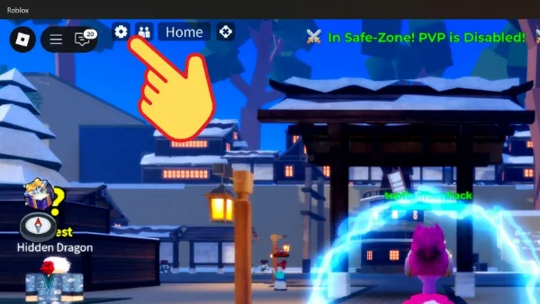 Code Demon Blade mới nhất tháng 06/2025 cập nhật liên tục Chọn biểu tượng cài đặt hình bánh răng trong game Demon Blade