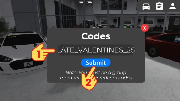 Code Greenville Roblox mới nhất tháng 06/2025 cập nhật liên tục Giao diện nhập code trong Greenville Roblox với ô nhập mã và nút Submit