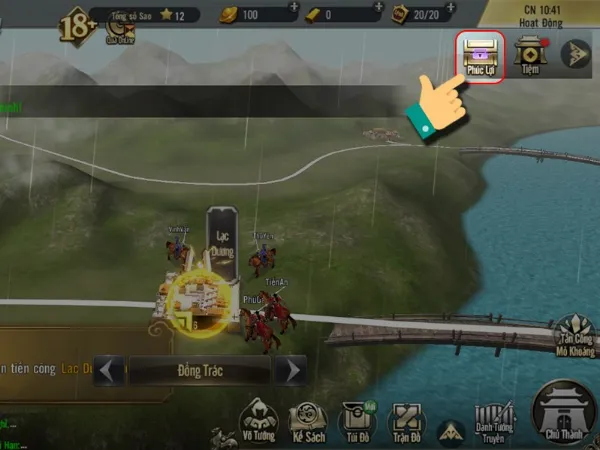 Hướng dẫn nhập code Tam Quốc Chí VTC: Bước 1 - Chọn mục Phúc lợi trên giao diện chính