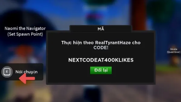 Nhập code Haze Piece vào ô và nhấn nút "Đổi lại" (Redeem) để nhận phần thưởng.