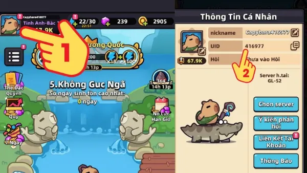 Code Capybara Go mới nhất tháng 06/2025 cập nhật liên tục Xem UID người chơi Capybara Go trong mục Avatar trên màn hình game