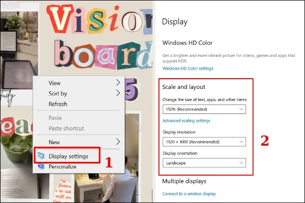 Cài đặt Display Resolution và Scale and Layout trên laptop Windows