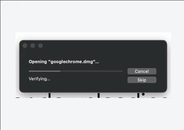 Chờ quá trình kiểm tra tệp cài đặt trên macOS