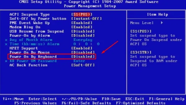 Nút nguồn laptop Lenovo ở đâu? Cách mở laptop không cần nút nguồn Chọn Power on by keyboard trong cài đặt Power Management để bật laptop bằng bàn phím.