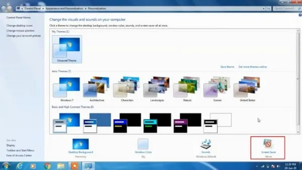 8 cách khóa màn hình laptop Windows đơn giản, hữu hiệu Chọn Screen Saver trong cửa sổ Personalization trên Windows 7