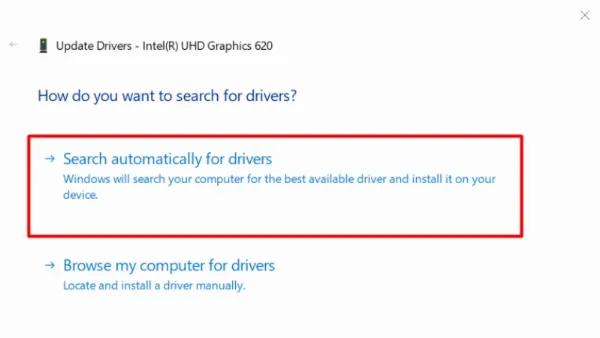 9 cách khắc phục laptop lên màn hình nhưng không chạy hiệu quả Chọn Search automatically for drivers