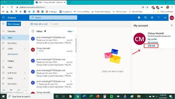 Cách đăng xuất Outlook trên laptop đơn giản và nhanh chóng Chọn Sign out để đăng xuất